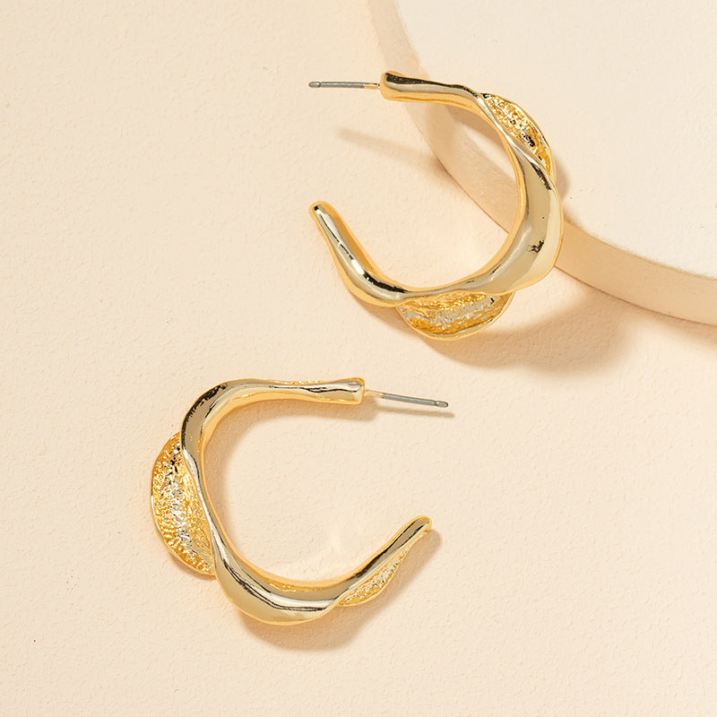 Chic Metallic C-Shaped Gold Earrings from Vienna Verve