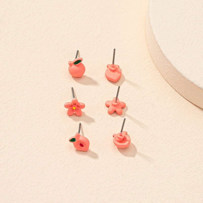 Fashionable Fruit Trio Earring Set - Stylish Cross-Border Wholesale Jewelry