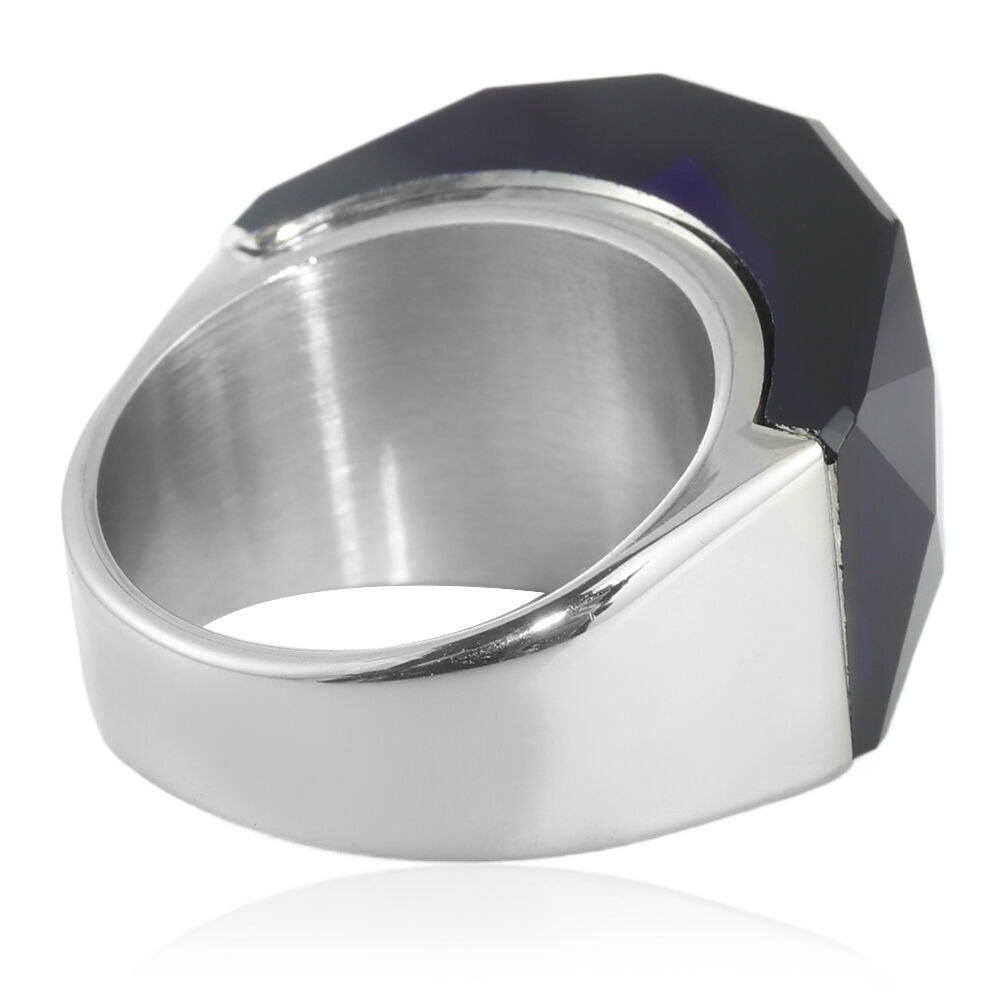 Trendy Polygonal Stone Ring in Titanium Steel - Retro Multi-Colored Accessory for Men and Women