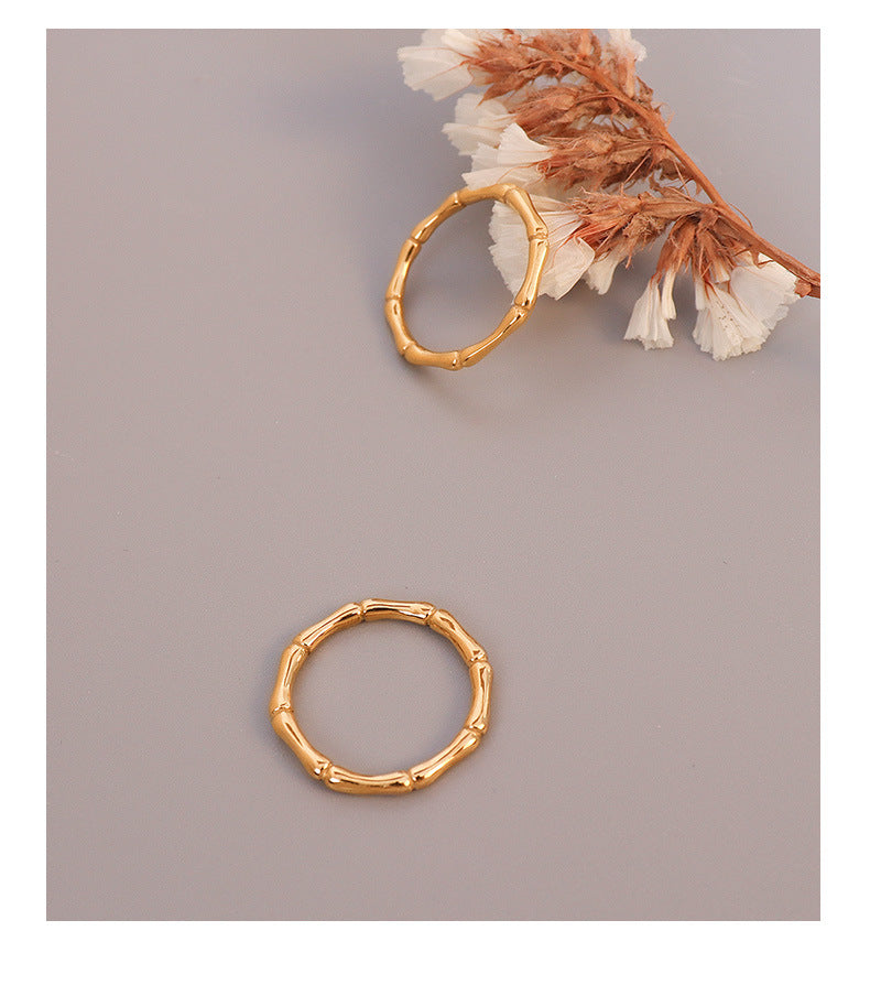 Korean Bamboo Ring with 18k Gold Plating for Women