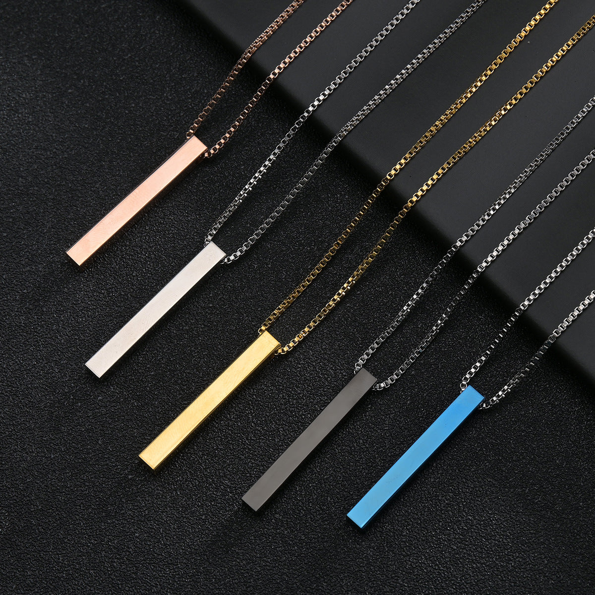 Sleek Amazon Titanium Steel Necklace with Rectangle Pendant for Men