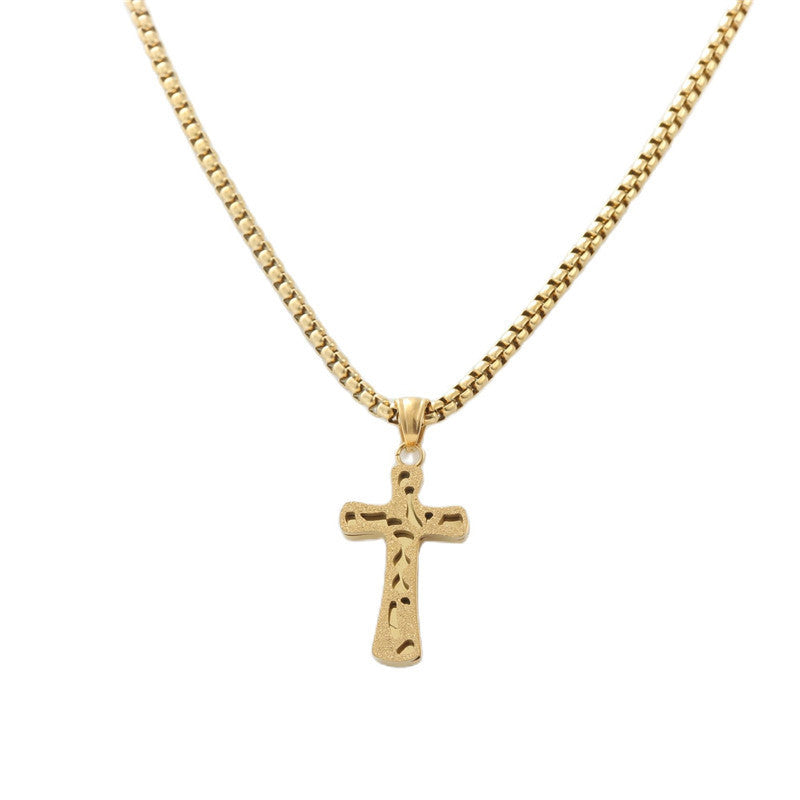 Personalized Retro Titanium Steel Cross Pendant Necklace for Trendy Men