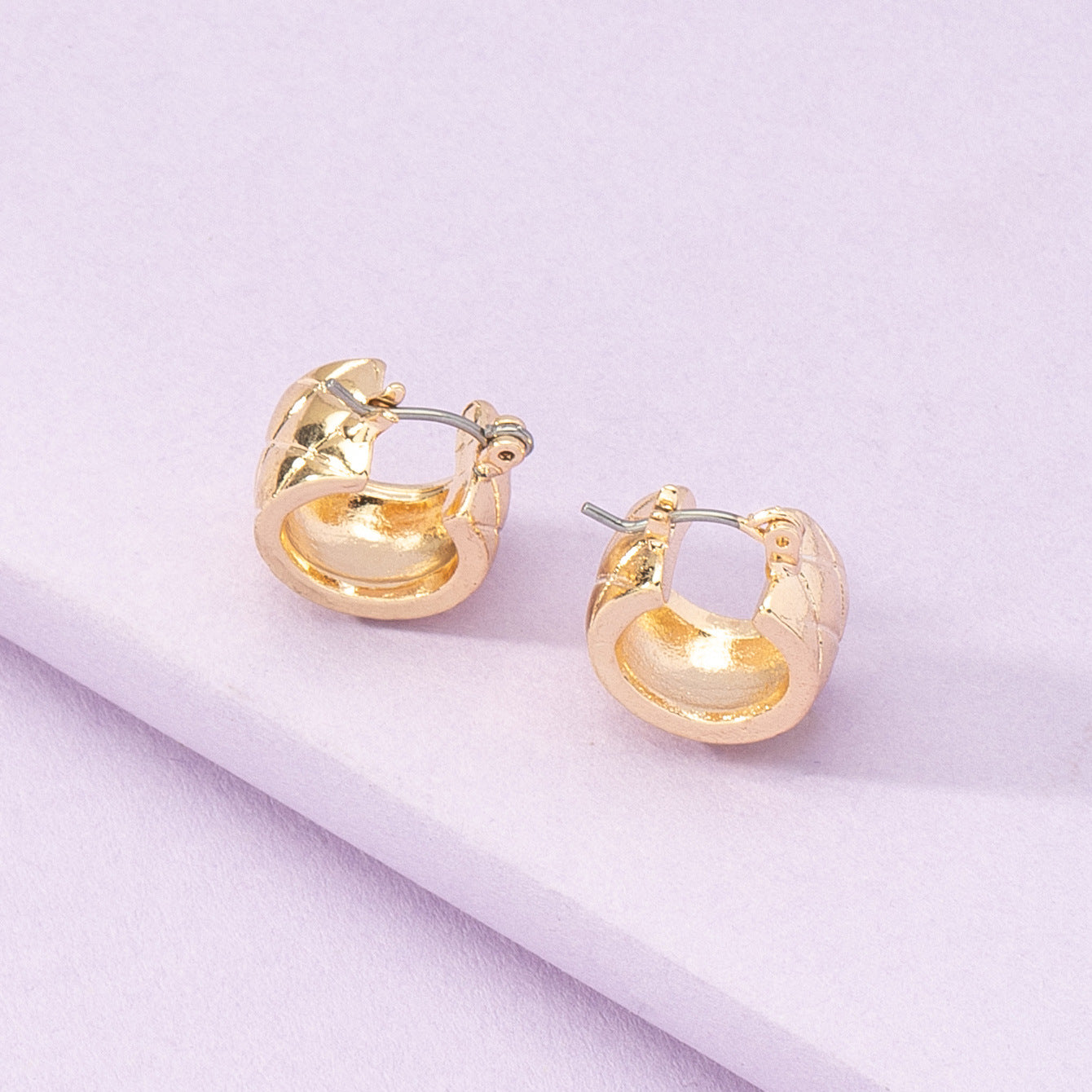 Gold Smooth Circular French Earrings - Vienna Verve Collection