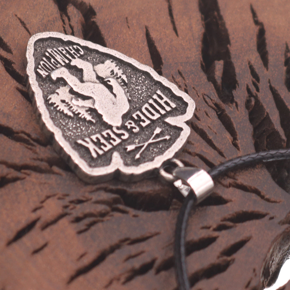 Bigfoot Wilderness Necklace - Men's Outdoor Adventure Pendant with English Alphabet Ornaments