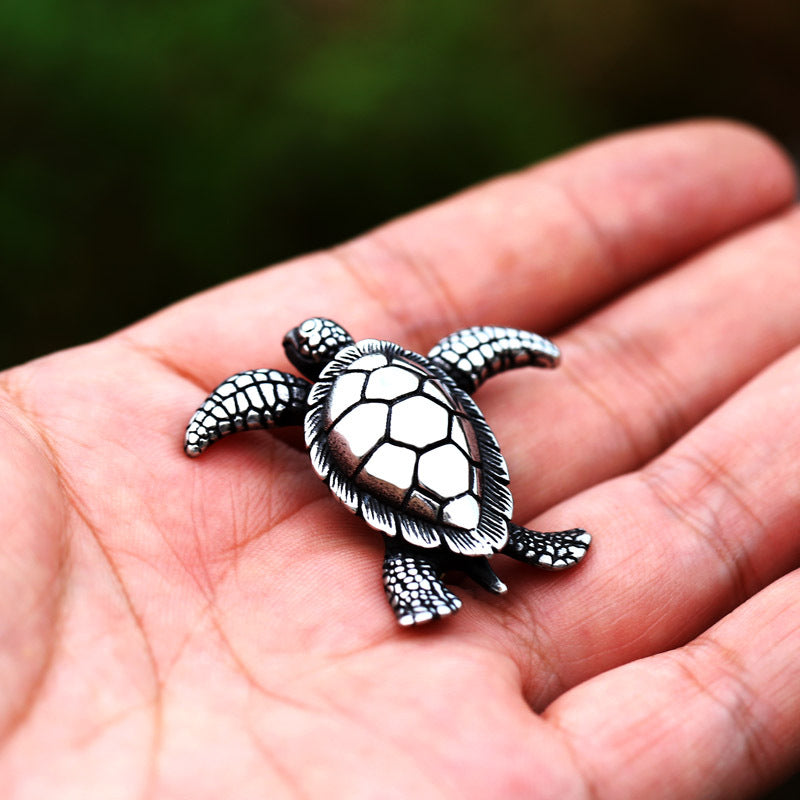 Wholesale Retro Titanium Steel Turtle Pendant Jewelry for Men - Cross-Border Stainless Steel Collection