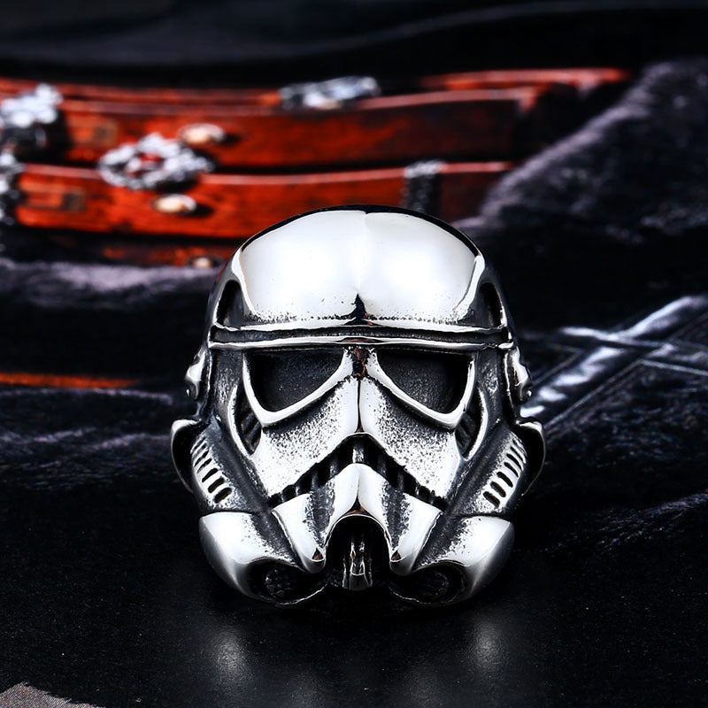 Titanium Steel Star Wars-Inspired Men's Retro Ring - Wholesale European and American Film Jewelry