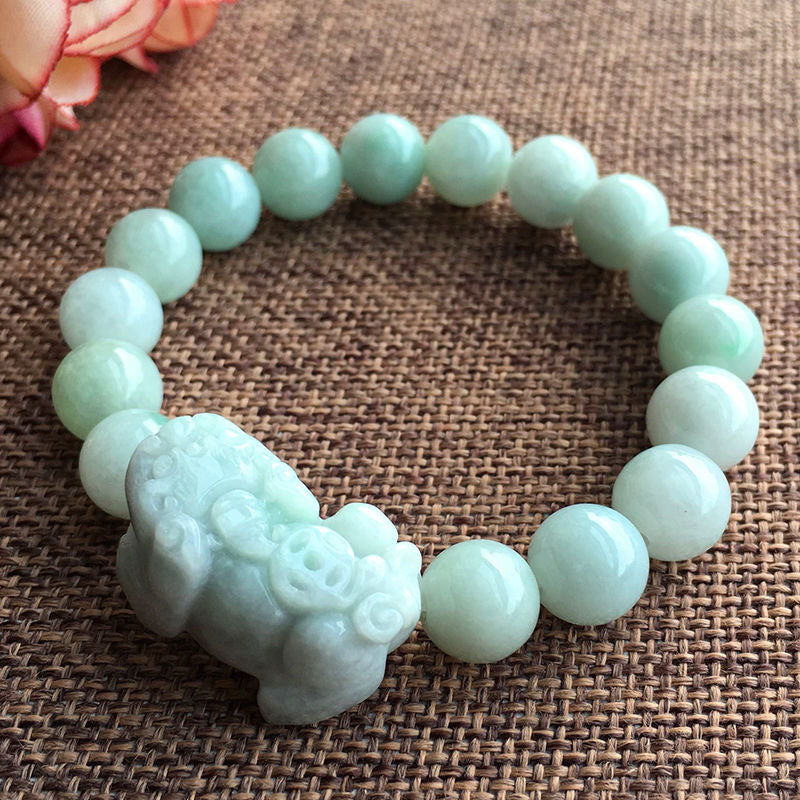 Myanmar Old Brave Jade Bracelet - Sterling Silver Fortune's Favor Collection