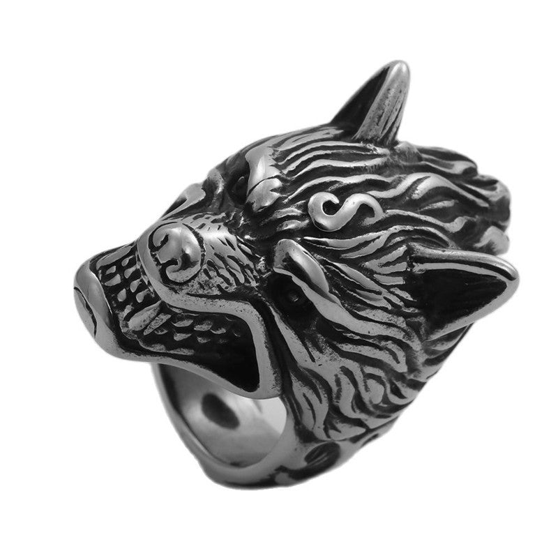 Titanium Steel Wolf Ring for Men - Retro Trendy Animal Jewelry Accessory