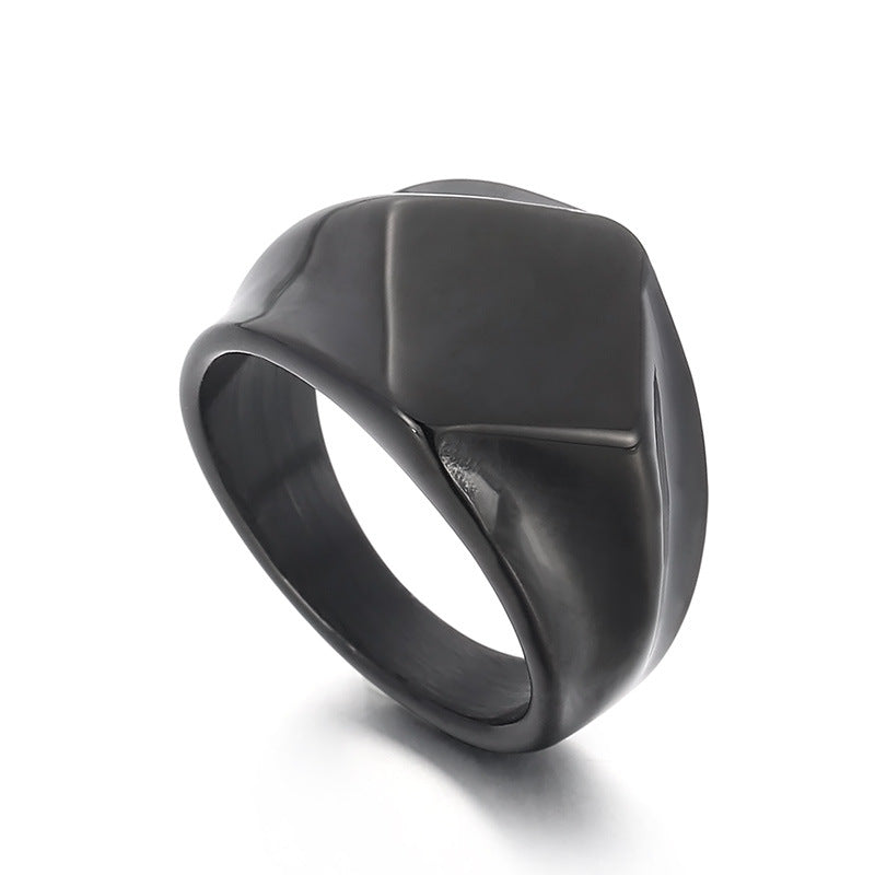 Trendy Prismatic Titanium Steel Ring for Men - European and American Hip-Hop Inspired Fashion Accessory