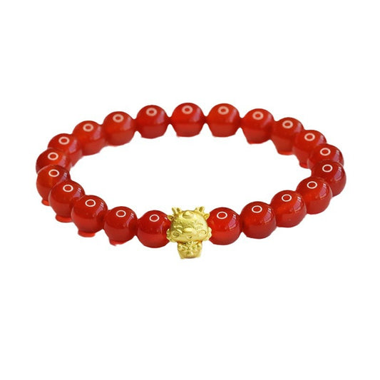 Zodiac Dragon Red Agate Bracelet - Sterling Silver Fortune's Favor Collection