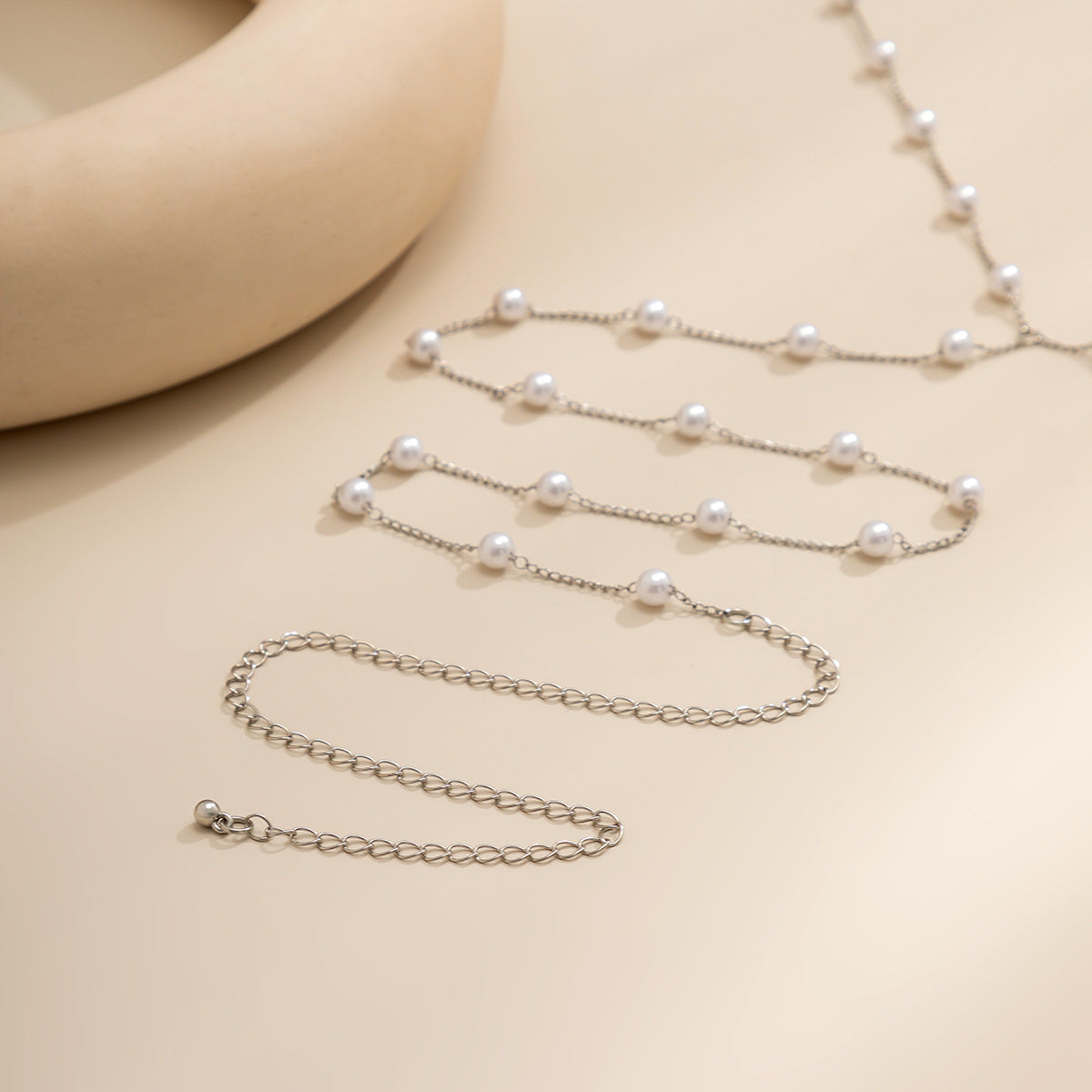 European and American Jewelry Collection: Vienna Verve Necklace and Body Chain with Imitation Pearl Waist Chain