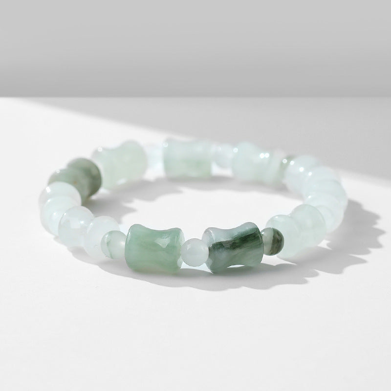 Elegant Vintage Tian Shan Cui Natural Jade Marrow Bracelet