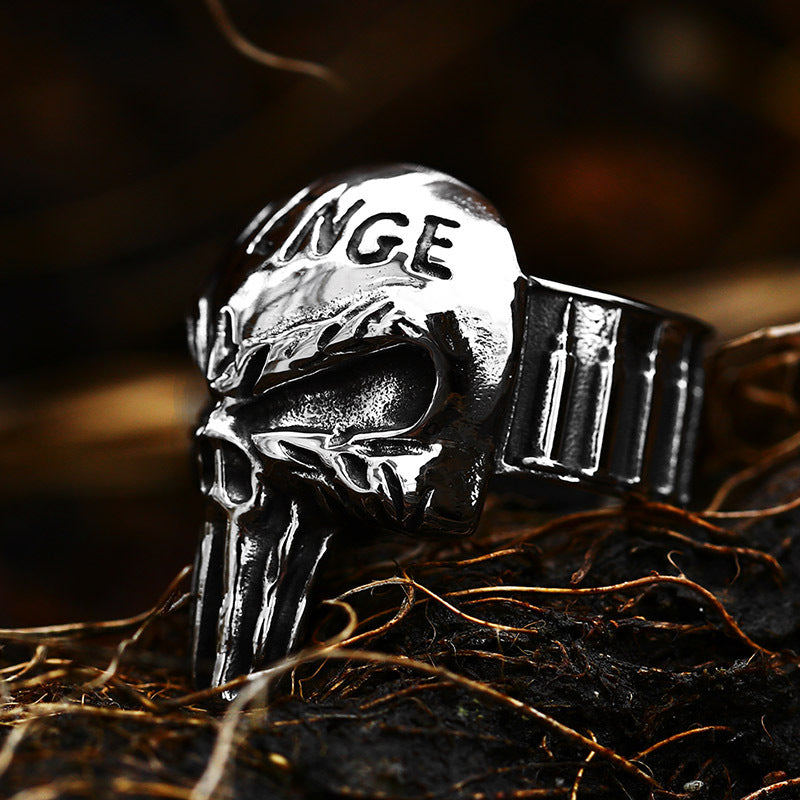 Titanium Steel Skull Letter Ring for Men - Cross-Border Punisher Film & Television Accessory