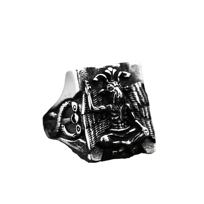 Hip-Hop Retro Titanium Steel Men's Ring - Wholesale Stainless Steel Jewelry from Europe and the USA