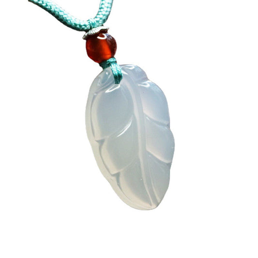 Natural White Chalcedony Leaves Pendant Jewelry