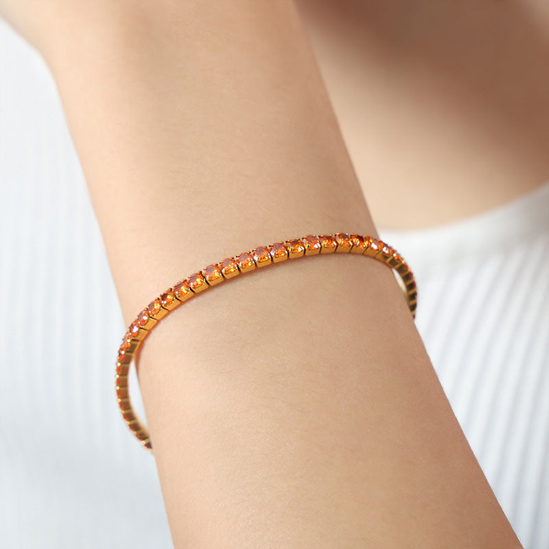 Luxurious Zircon-Adorned Titanium Steel Gold-Plated Bracelet for Women