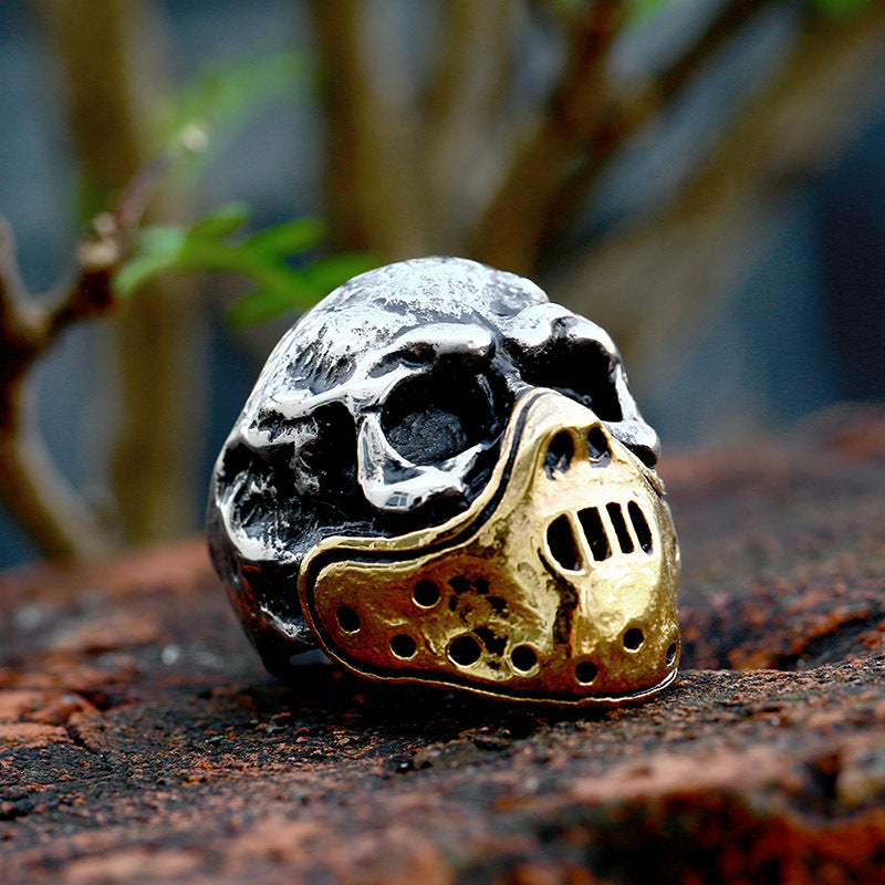 Retro Hip-Hop Titanium Steel Skull Gas Mask Ring for Men - Wholesale European and American Style