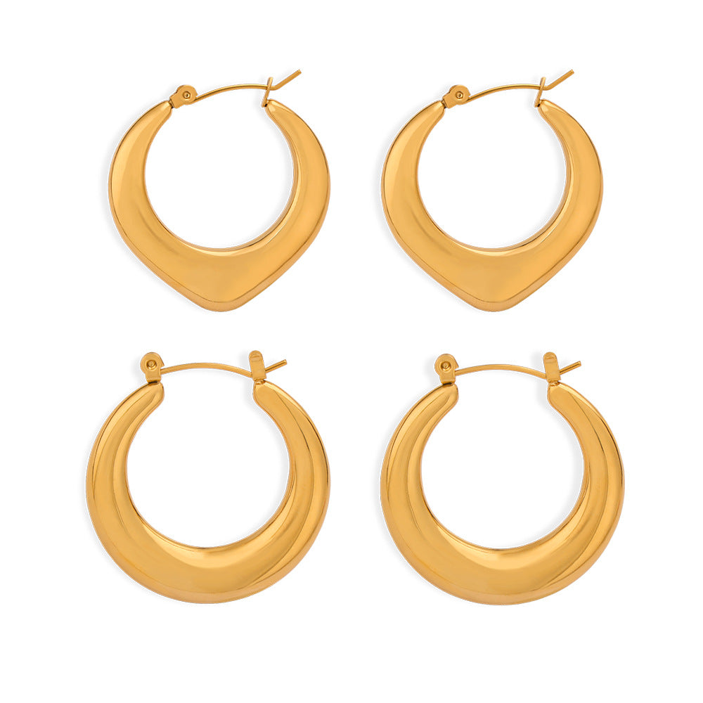 European-American Style Titanium Steel Gold-Plated U-Shaped Earrings