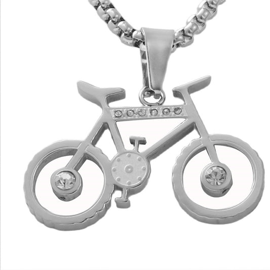 Trendy Titanium Steel Bicycle Pendant Necklace for Men - Retro Scooter Design