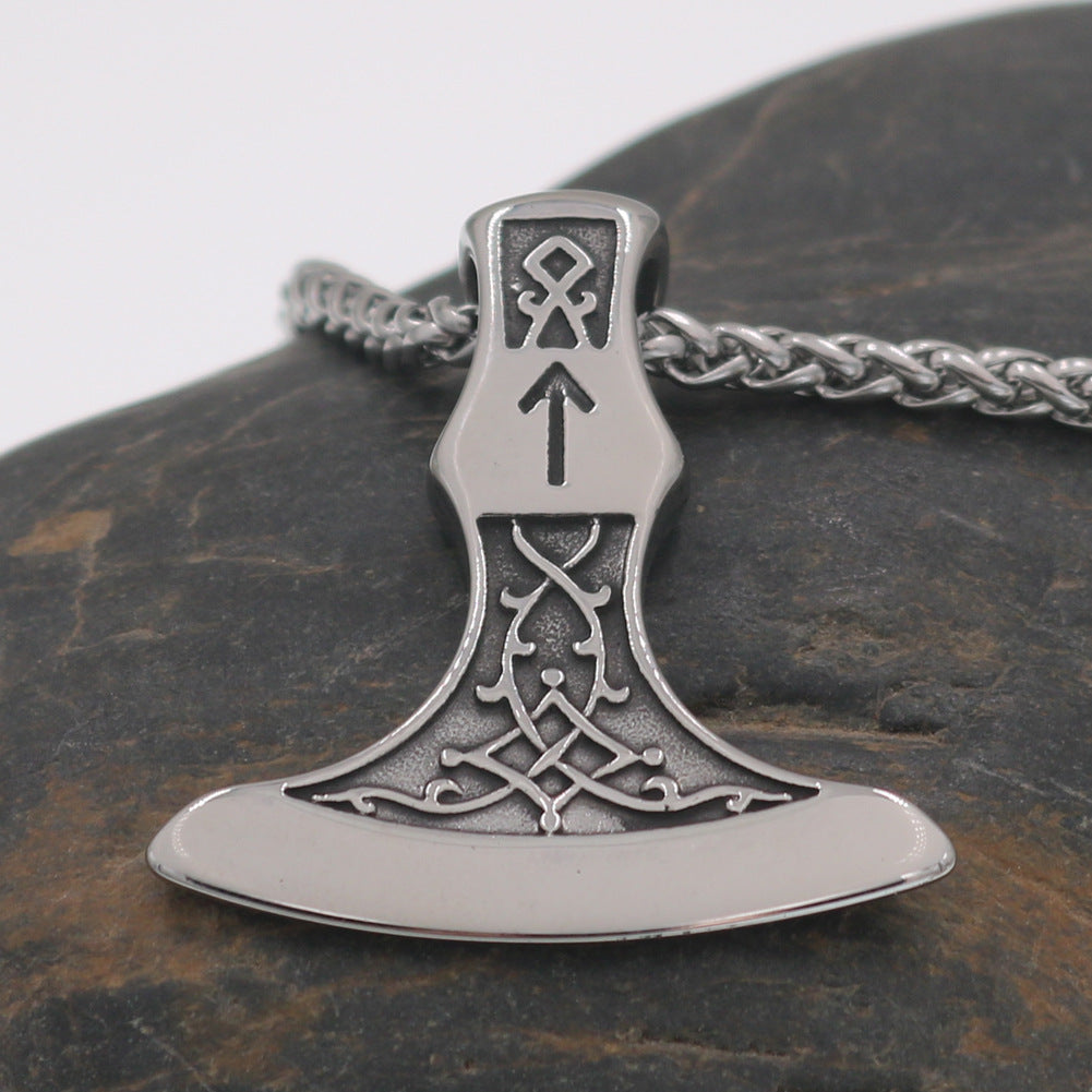 Viking Odin Rune Necklace with Titanium Steel Chain for Men - Norse Legacy Collection