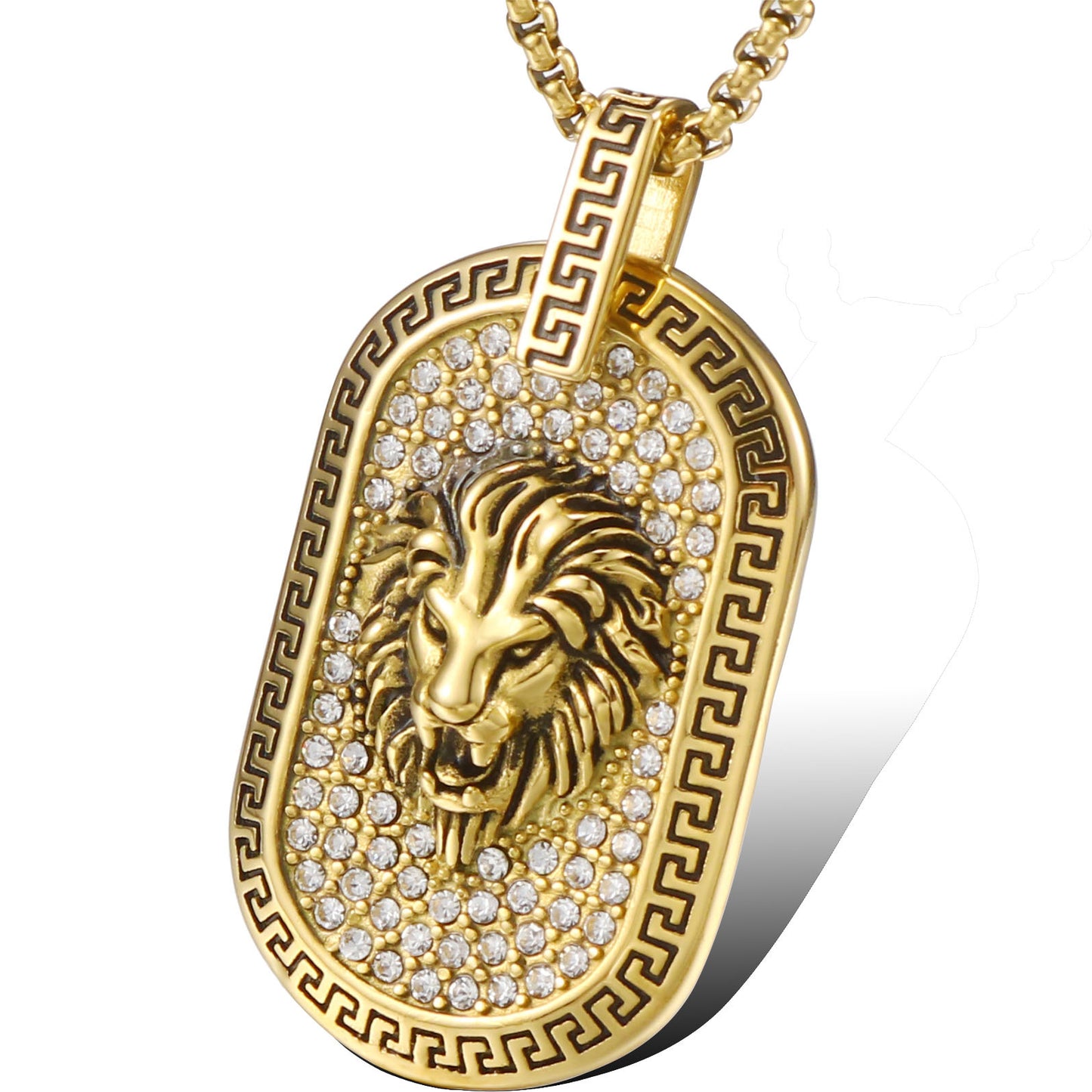 Titanium Steel Pendant with European and American Fashion Totem Lion Head Design for Men