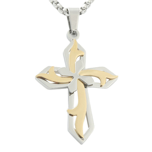 Personalized Retro Titanium Steel Cross Pendant Necklace for Men - Trendy Everyday Accessory