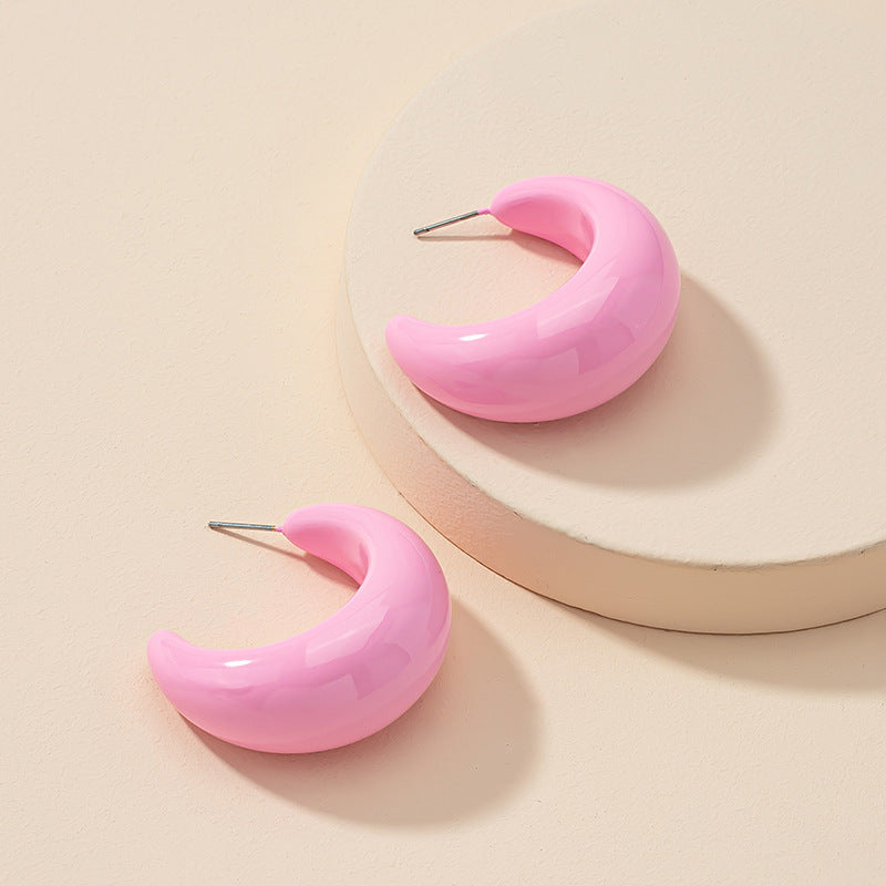 Sweet Texture C-Shaped Earrings with Metal Needles - Vienna Verve Collection