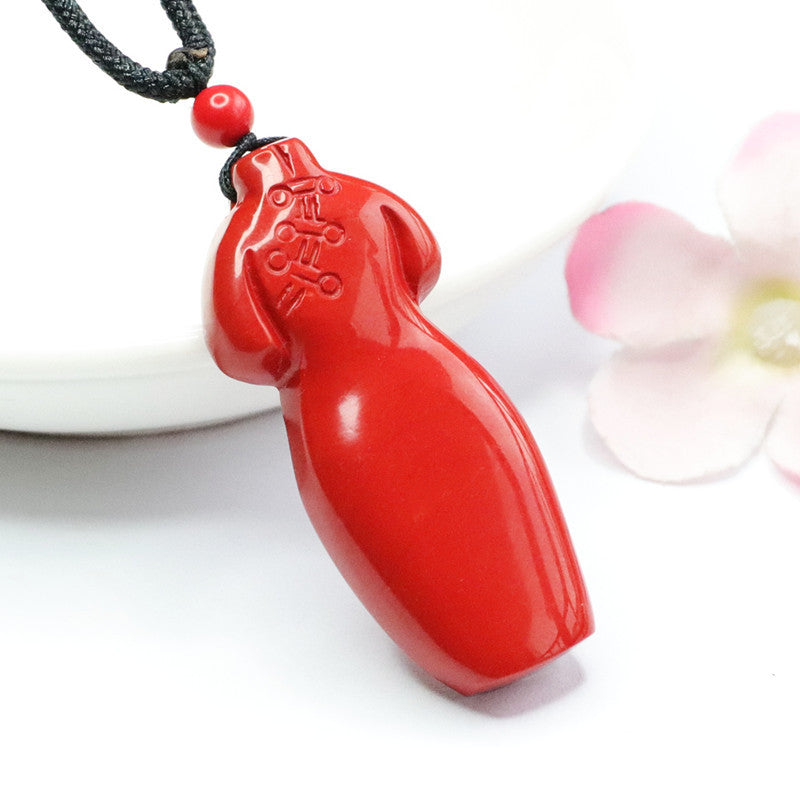 Vermilion Sand Cheongsam Pendant with Cinnabar Stone