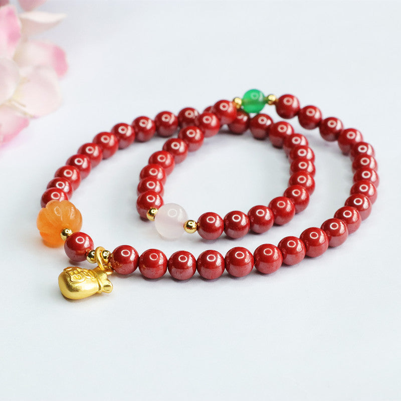 Chinese Imperial Cinnabar Stone Bracelet by Planderful Collection