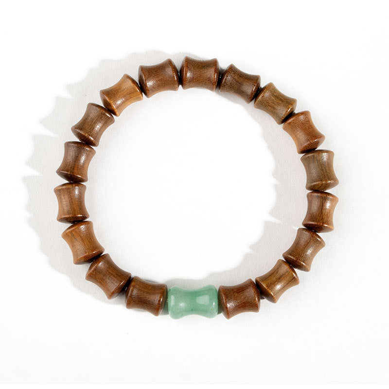 Chinese Sandalwood and Hetian Jade Bracelet with Retro Charm for Men and Women