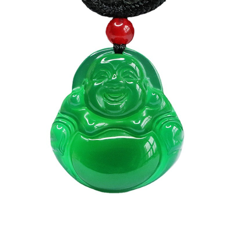 Natural Ice Green Chalcedony Buddha Pendant Jewelry