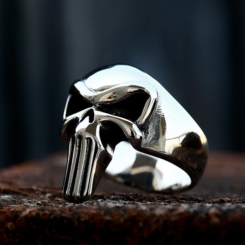 Stylish Retro Titanium Steel Skull Ring for Men - Wholesale European and American Punisher Design