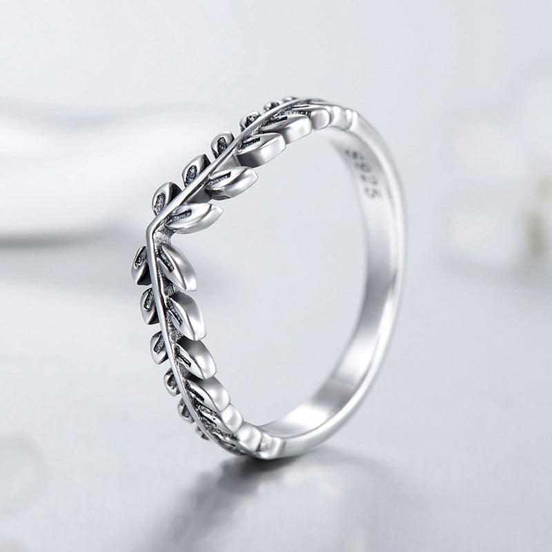 Sterling Silver Geometric Leaf Arrow Ring - Women's Folding Index Finger Ring