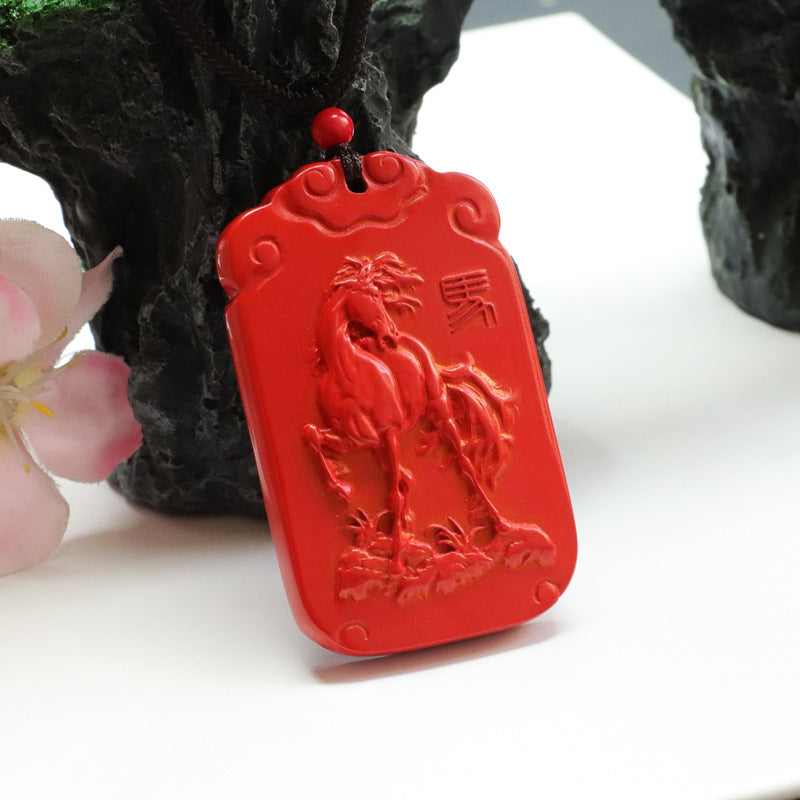 Red Sand Jewelry Featuring Good Luck Horse Brand Pendant Made with Vermilion Sand