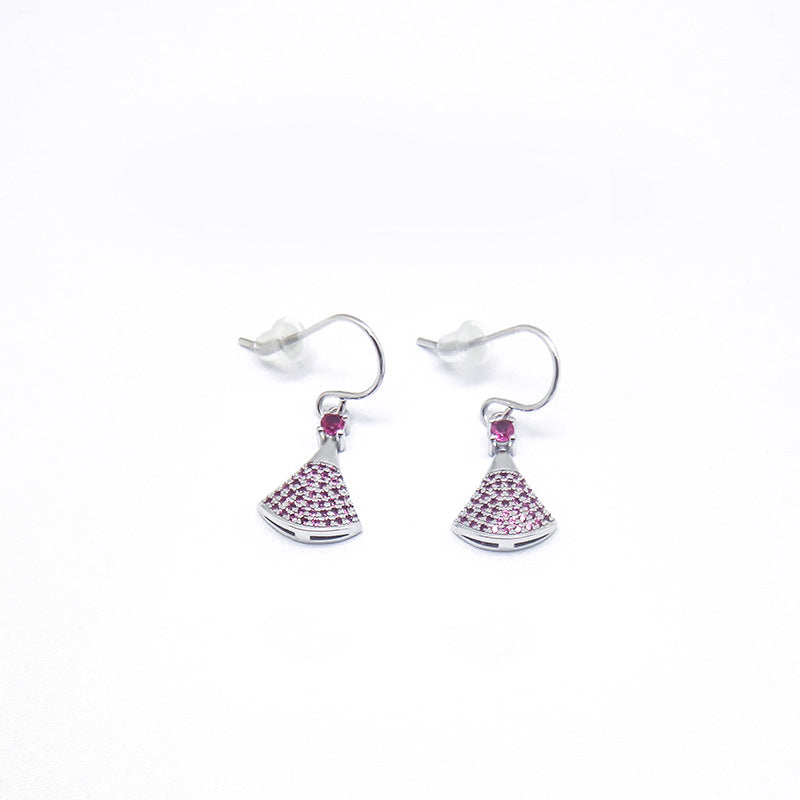 Zircon Skirt Silver Hook Earrings