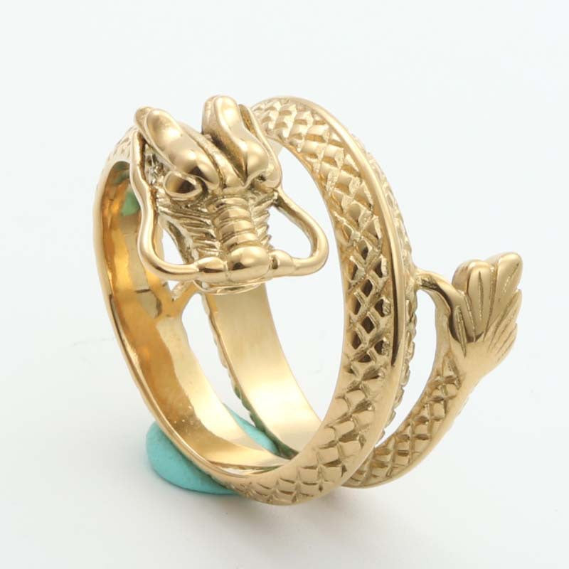 Titanium Steel Dragon Ring for Men - Retro Trendy Animal Accessory Direct from Manufacturer