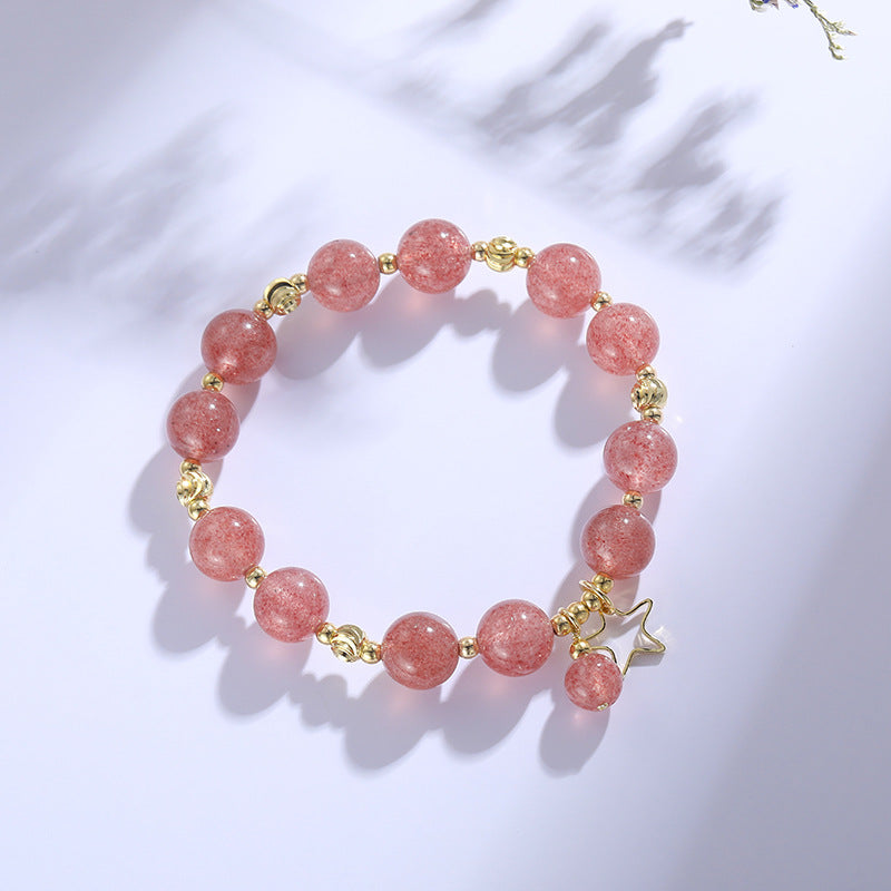 Sparkling Starlight Strawberry Crystal Bracelet Handpiece for Women - Forest Series