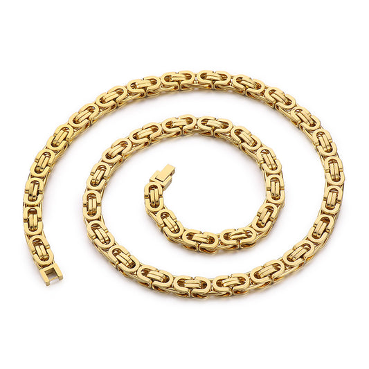Byzantine Elegance: Men's Stainless Steel Knot Chain Jewelry Set - Bracelet & Necklace