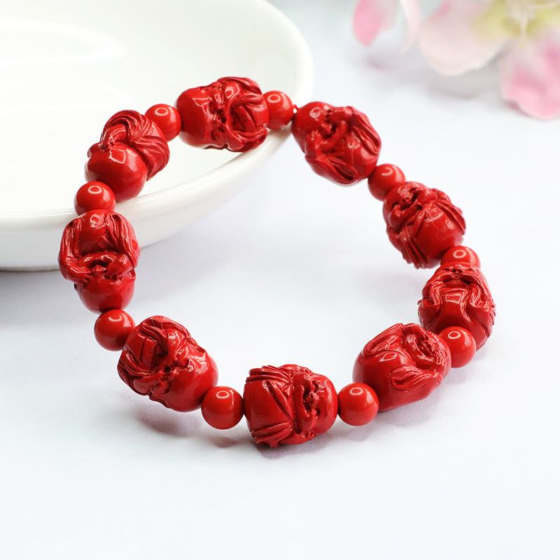 Cinnabar and Red Sand Bracelet Set with Little Buddha Bracelets