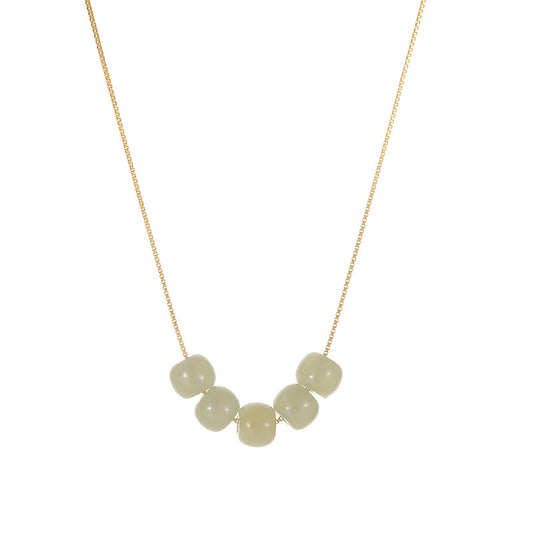 Fortune's Favor Sterling Silver Necklace with Hetian Jade Box Chain