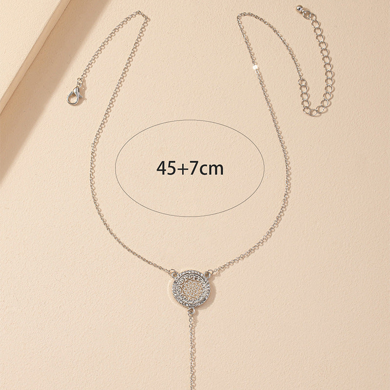 Dazzling Diamond Tag Necklace with Tassel Detail - Elegant European/American Jewelry Piece