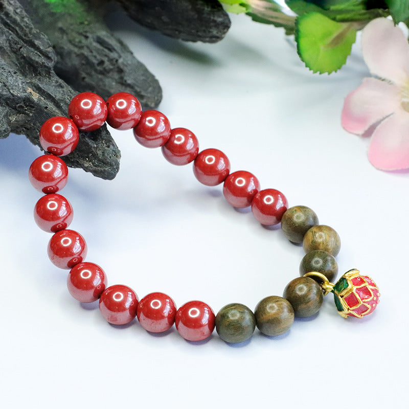 Fortune's Favor Sterling Silver Cinnabar and Sandalwood Bracelet