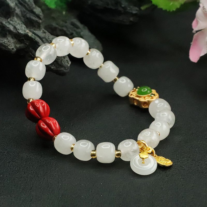 Fortune's Favor Sterling Silver Cinnabar Bead Bracelet