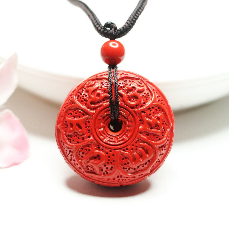 Cinnabar Buckle Six-character Mantra Pendant Jewelry