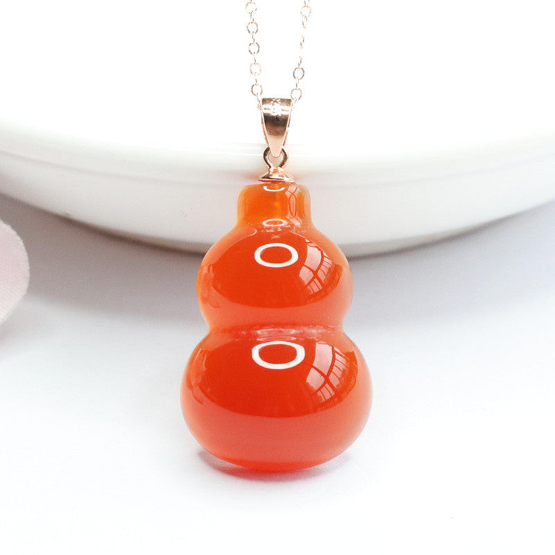 S925 Sterling Silver Red Agate Gourd Pendant Necklace crafted with premium S925 silver and a captivating red agate gourd pendant for a distinct touch of elegance.