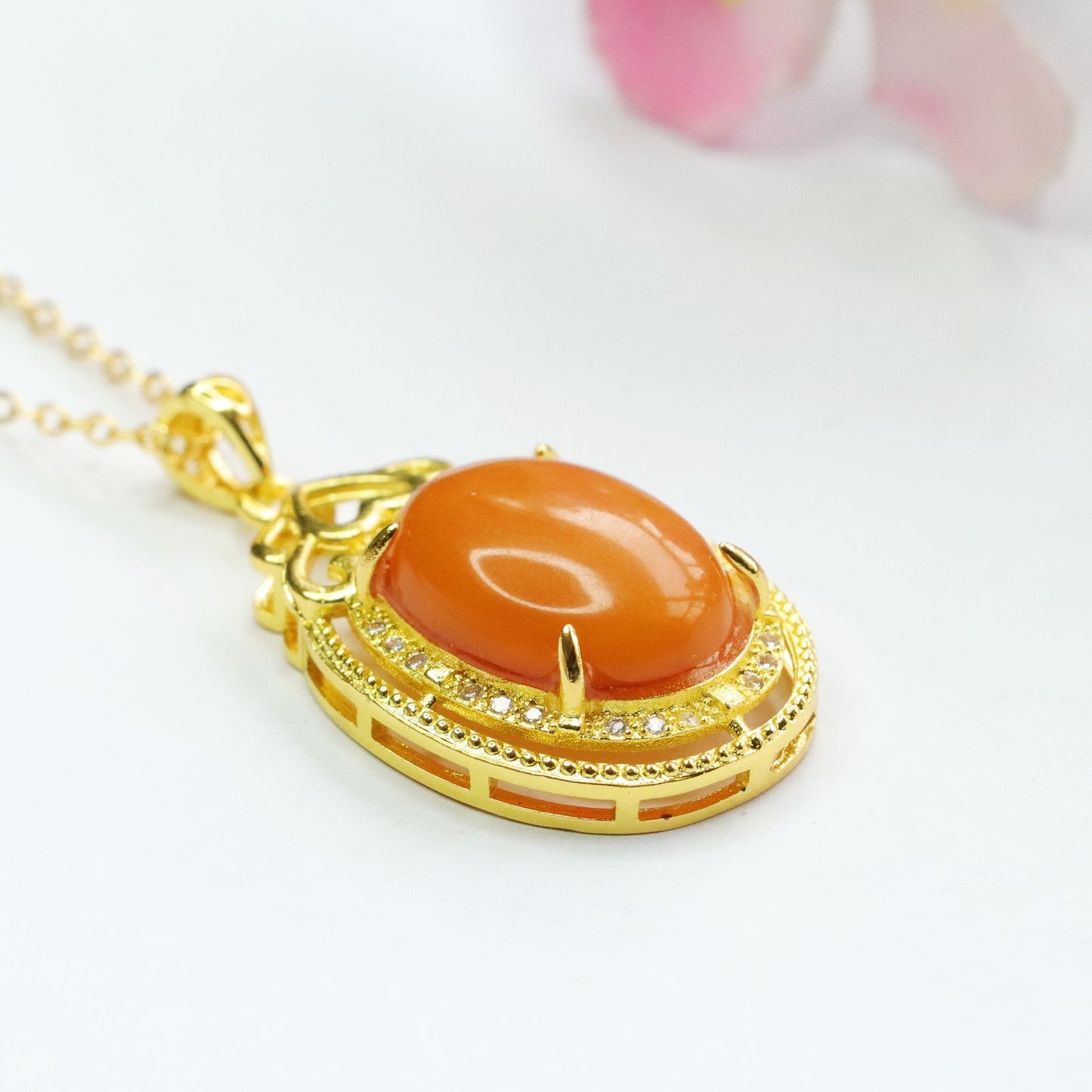 Golden Love Pendant with Beeswax Amber Detail