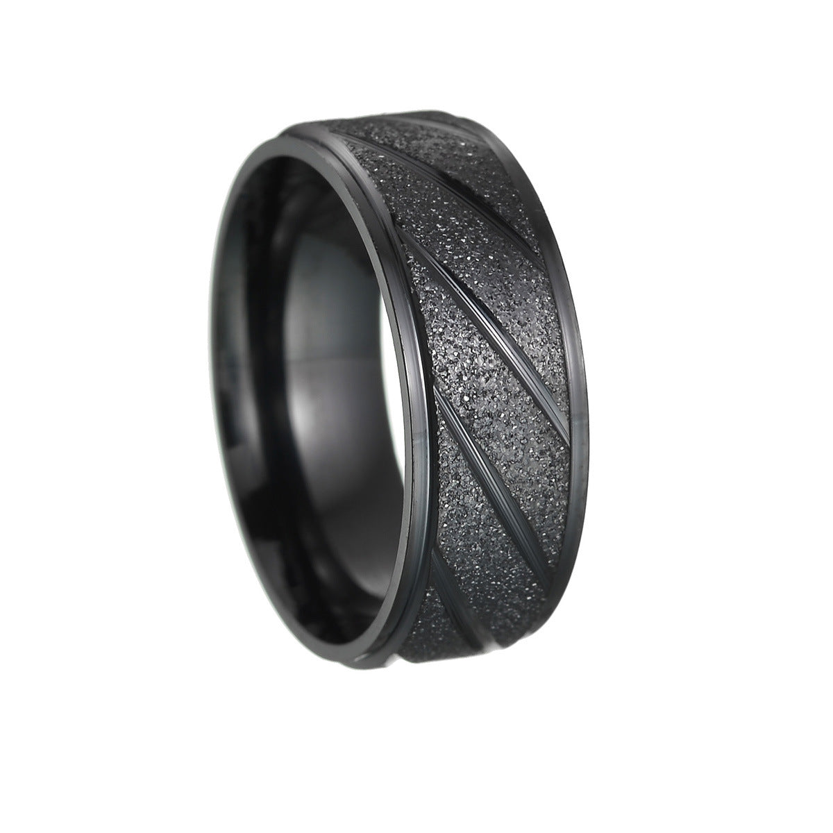 Titanium Steel Men's Outdoor Wedding Ring with Sand Face Design