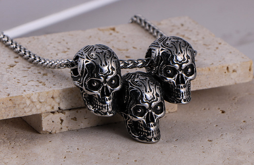 Customized Hip-Hop Skull Pendant Necklace for Men - Retro Dark Devil Jewelry