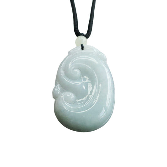 Grade A Ruyi Pendant with Natural Jade and Sterling Silver Craftsmanship