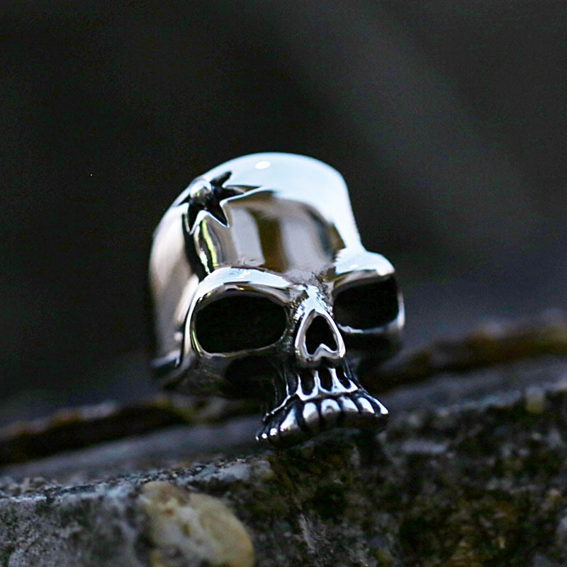 Titanium Steel Viking Skull Ring for Men - Retro European and American Style